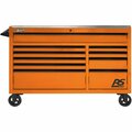 Homak RS Pro 54'' Orange 10-Drawer Roller Cabinet with Stainless Steel Top OG04054014 571OG0405414